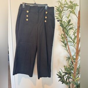 Lane Bryant Black High Rise Wide Leg Pants with Gold Buttons 14 Petite